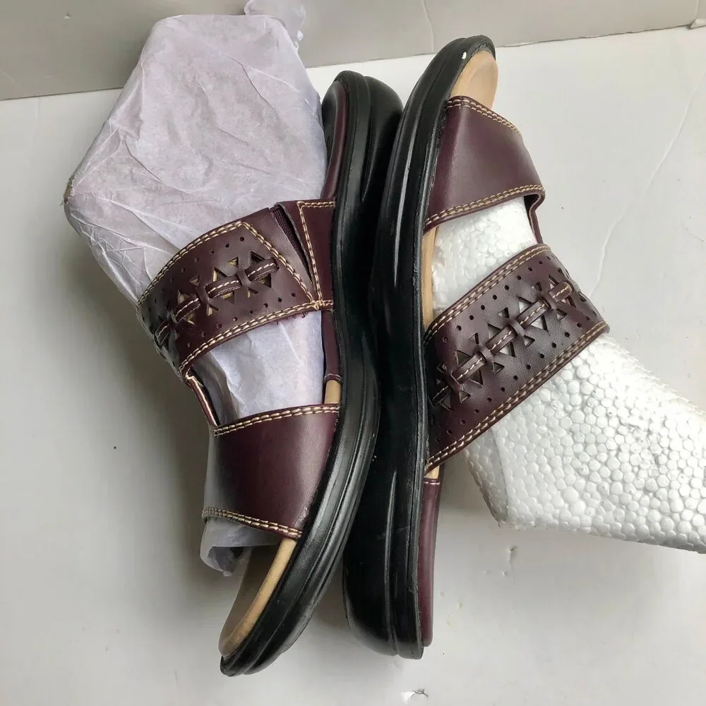 Croft & Barrow Women's Sandals Slides Size 6 M Dark Brown Ortholite Insoles